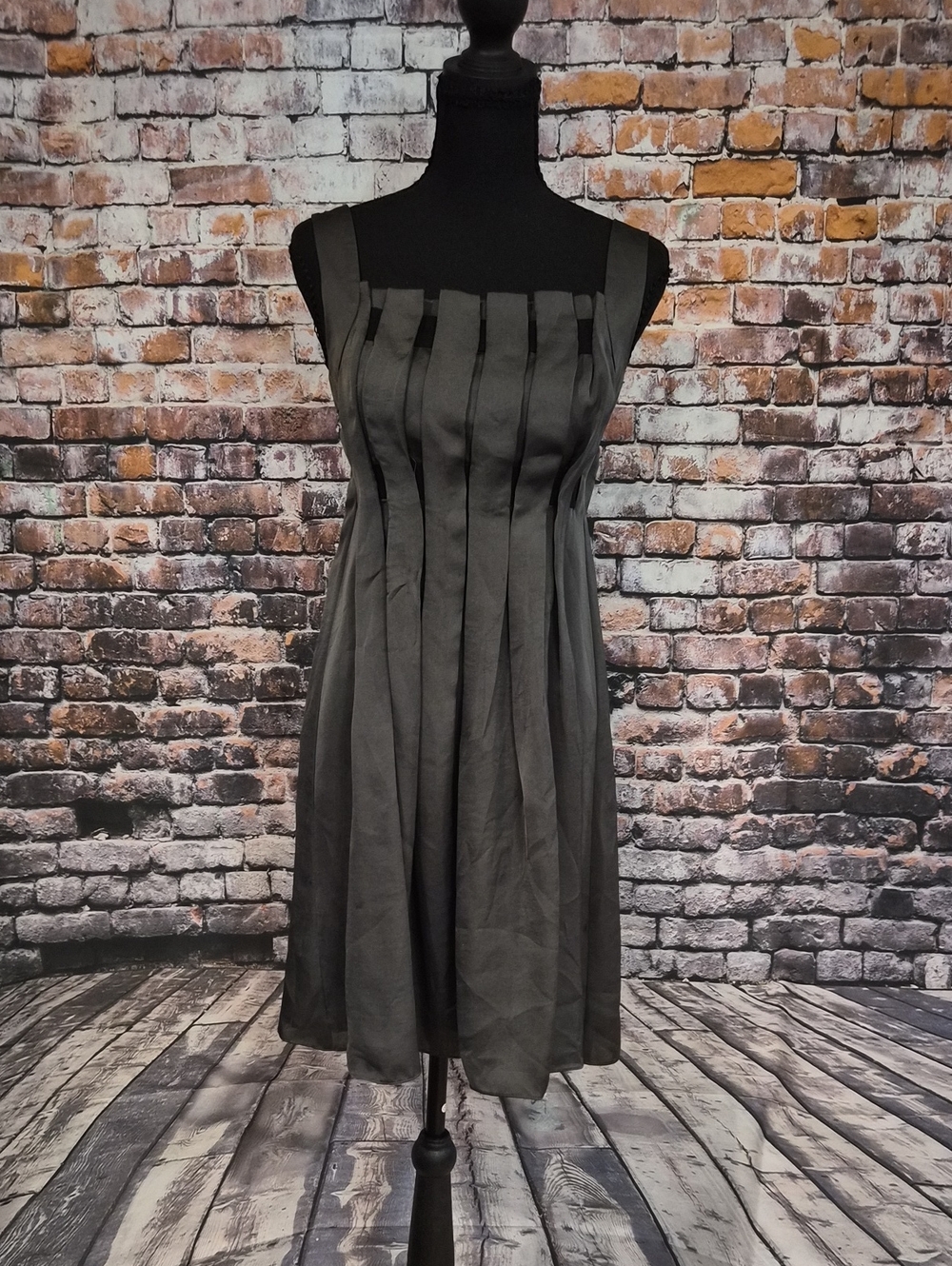 The Limited Gray Pleated Midi Dress